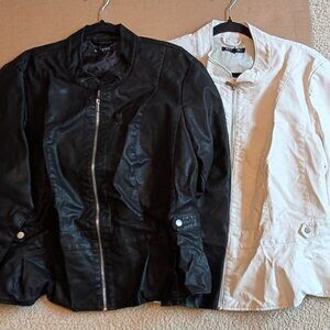 2 Baccini Women's Faux Leather Jackets Size 3X, Black and White Jackets
